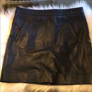 JCrew navy blue leather skirt above the knee